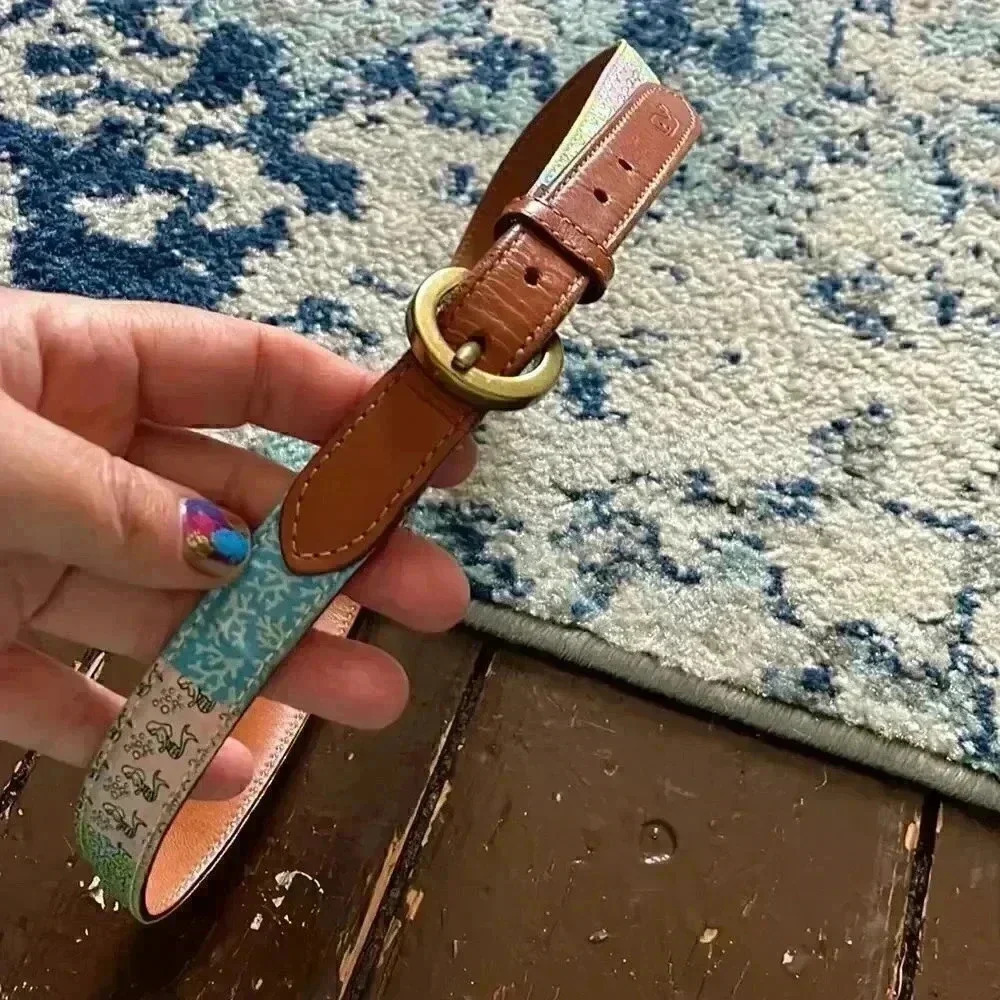 Vineyard, vines mermaid fish nautical leather and fabric belts. XS